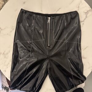 Black Faux Leather Shorts with Zipper